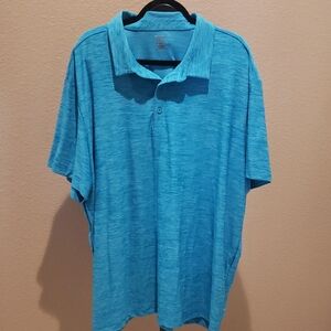 Men's Heathered Aqua Polo — Relaxed Performance Collar Shirt